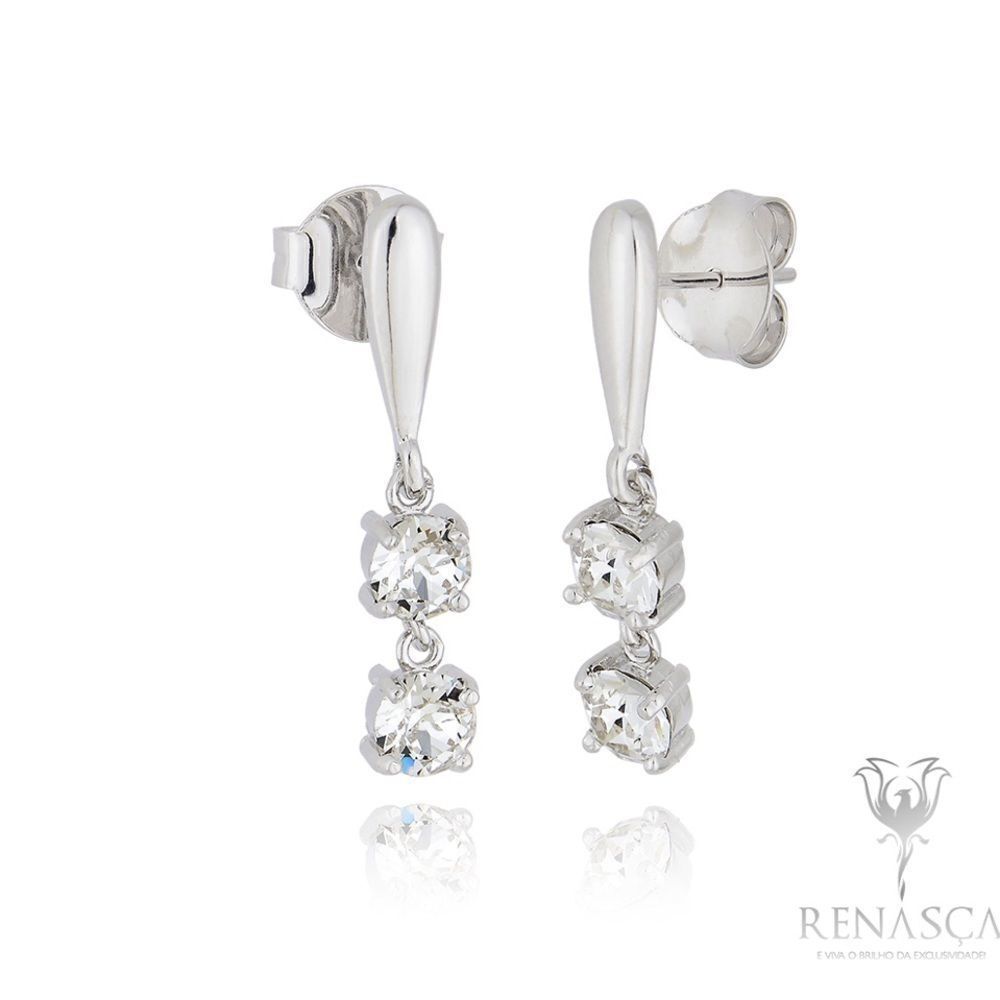 Earrings Swarovski Authentic Crystals White Rhodium Plated